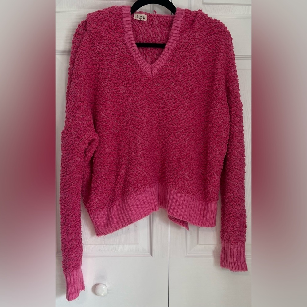 Women's POL Cozy Pink V-Neck Women’s Sweater